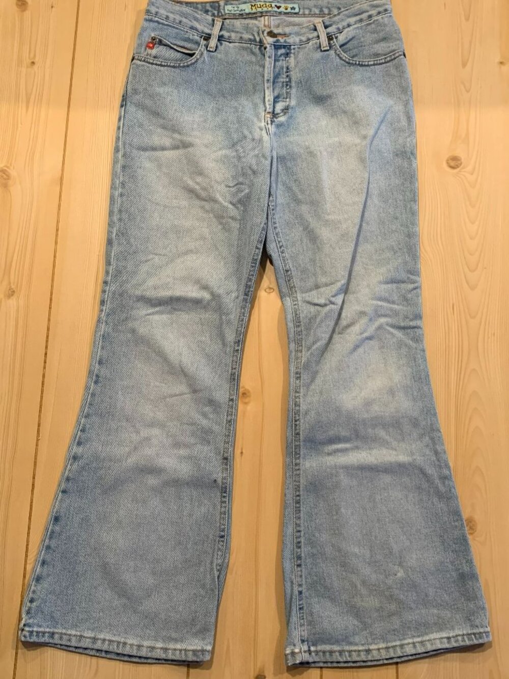Vintage Y2K 2000s Mudd Jeans Light Blue Retro Preppy Flare Denim Pants Women's 9